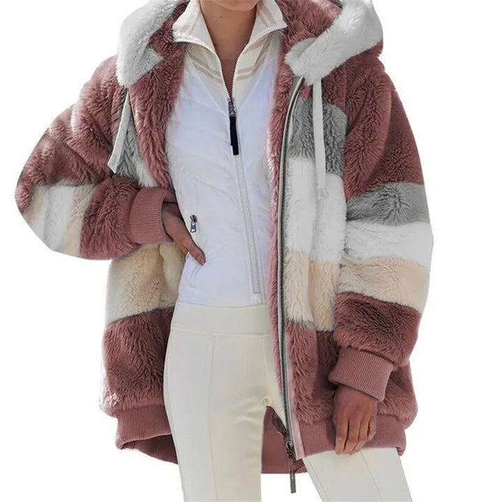 Manteau en teddy pour femmes avec capuche