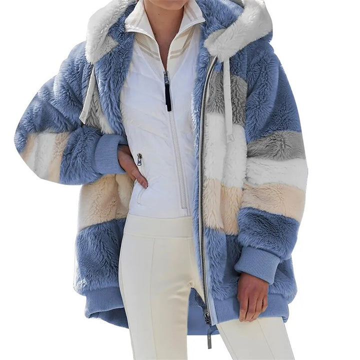 Manteau en teddy pour femmes avec capuche