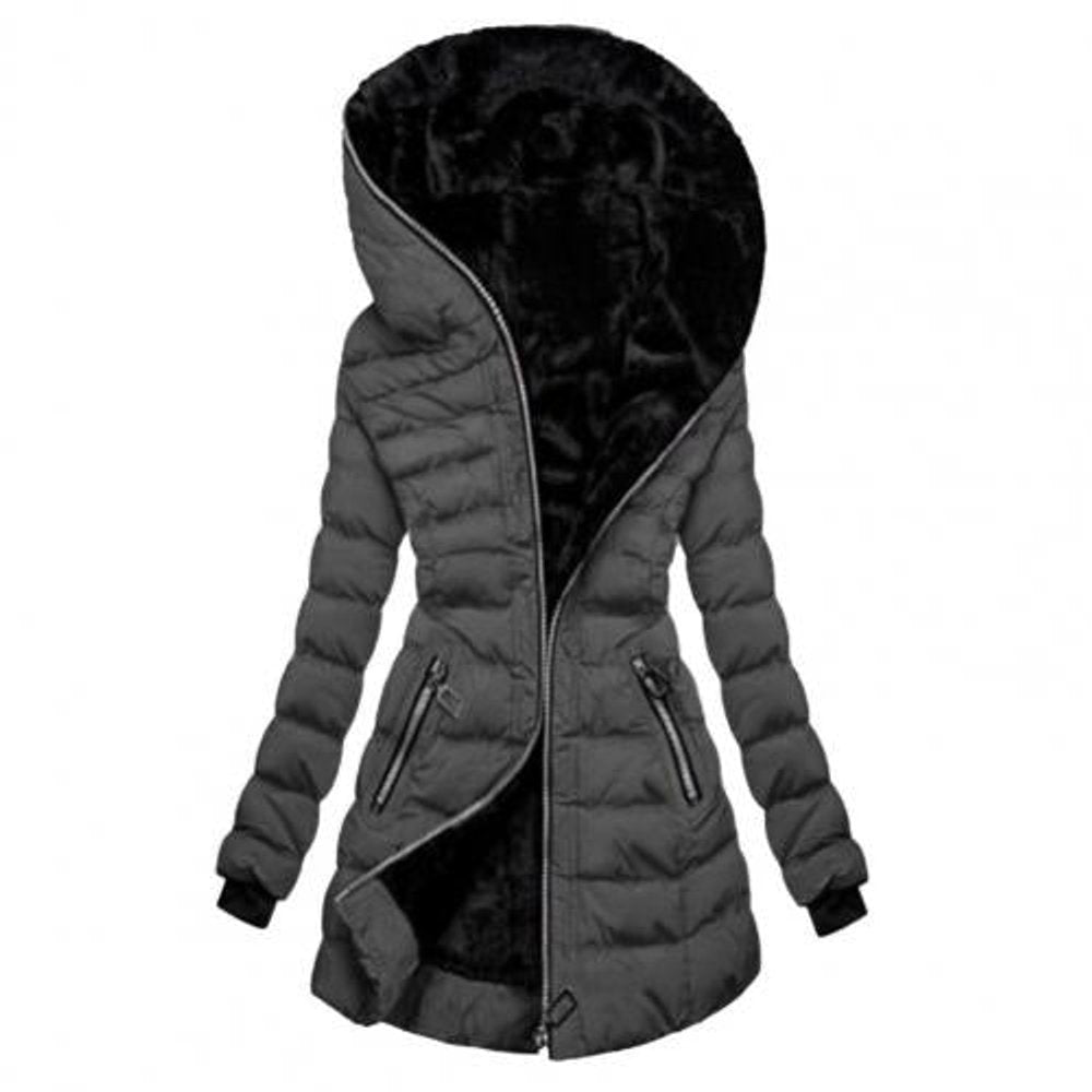 Veste d'hiver Femme Longue Matelassée Avec Doublure en Fleece Pour Jours Froids