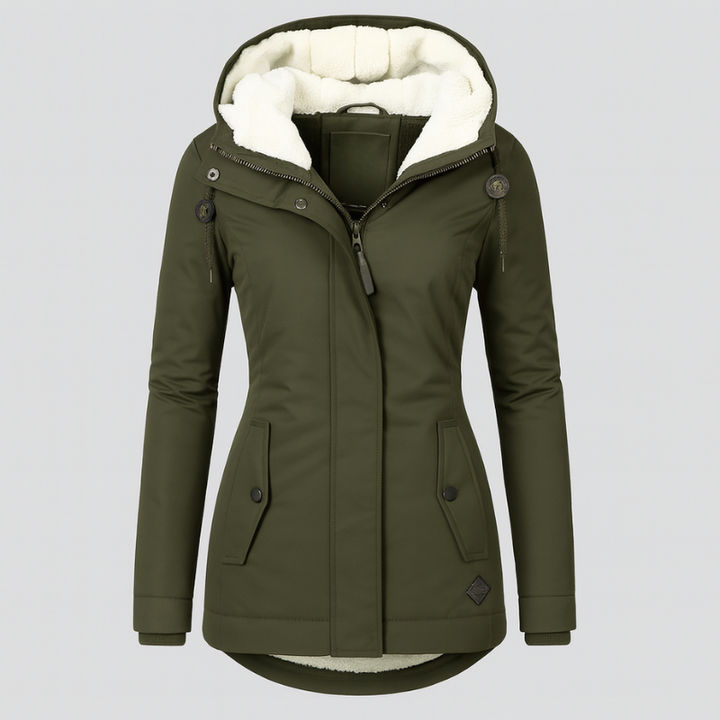 Veste d'hiver pour femmes avec capuche et doublure douillette – manches longues