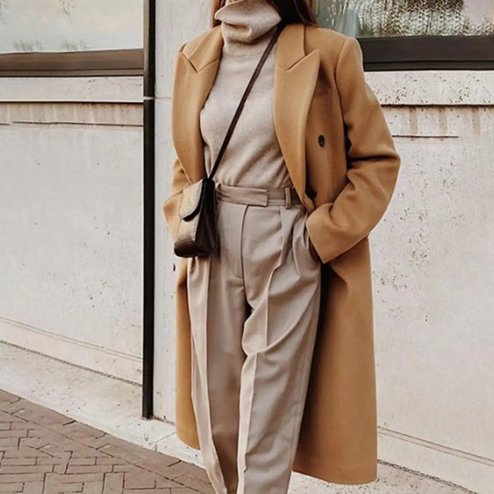 Trench-coat élégant à double boutonnage pour femmes | Col à revers