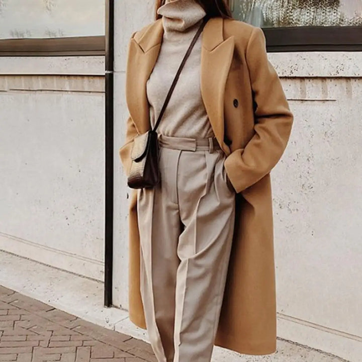 Trench-coat élégant à double boutonnage pour femmes | Col à revers