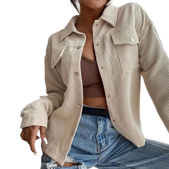 Cardigan à revers en velours côtelé pour femmes