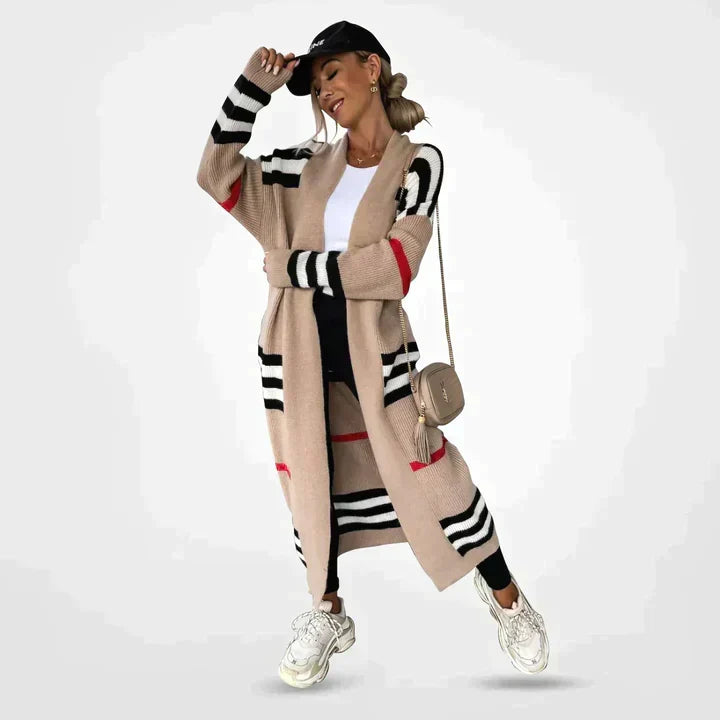 Cardigan pour femmes avec motif rayé | Long