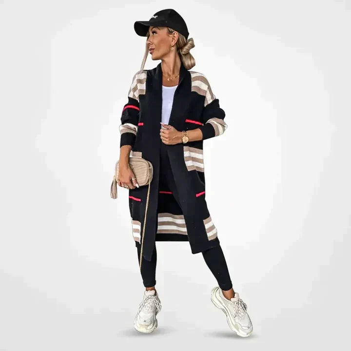 Cardigan pour femmes avec motif rayé | Long