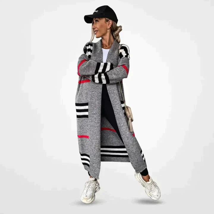 Cardigan pour femmes avec motif rayé | Long