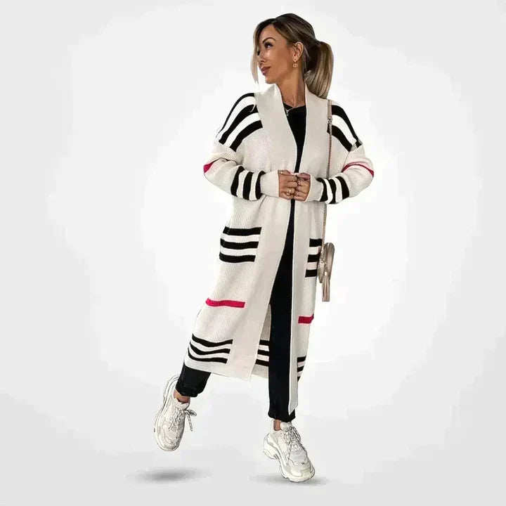 Cardigan pour femmes avec motif rayé | Long