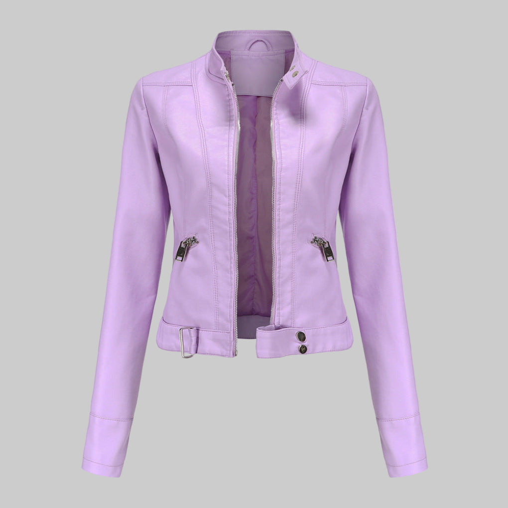 Lara | Veste en cuir biker pour femmes avec ceinture