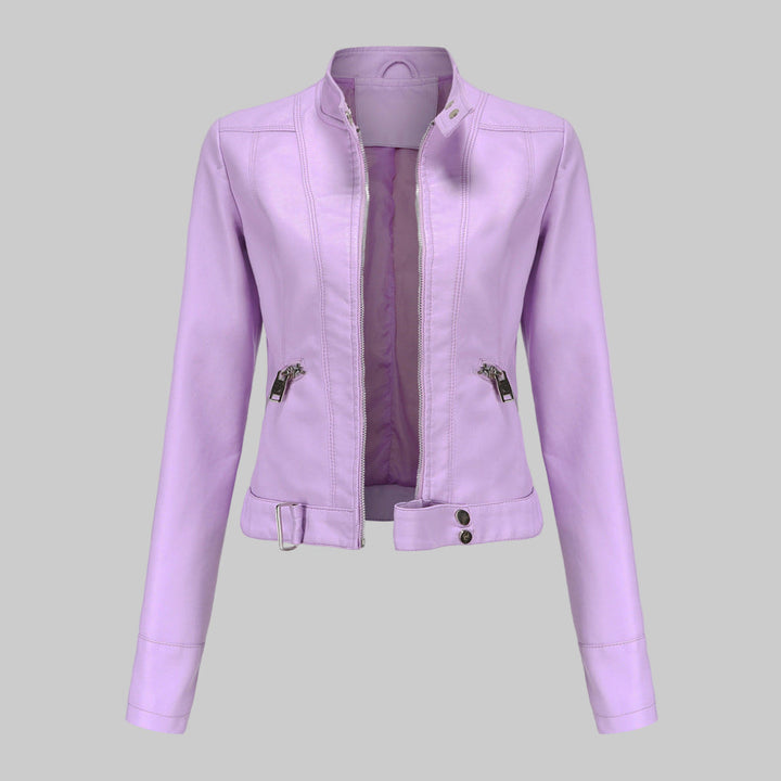 Lara | Veste en cuir biker pour femmes avec ceinture