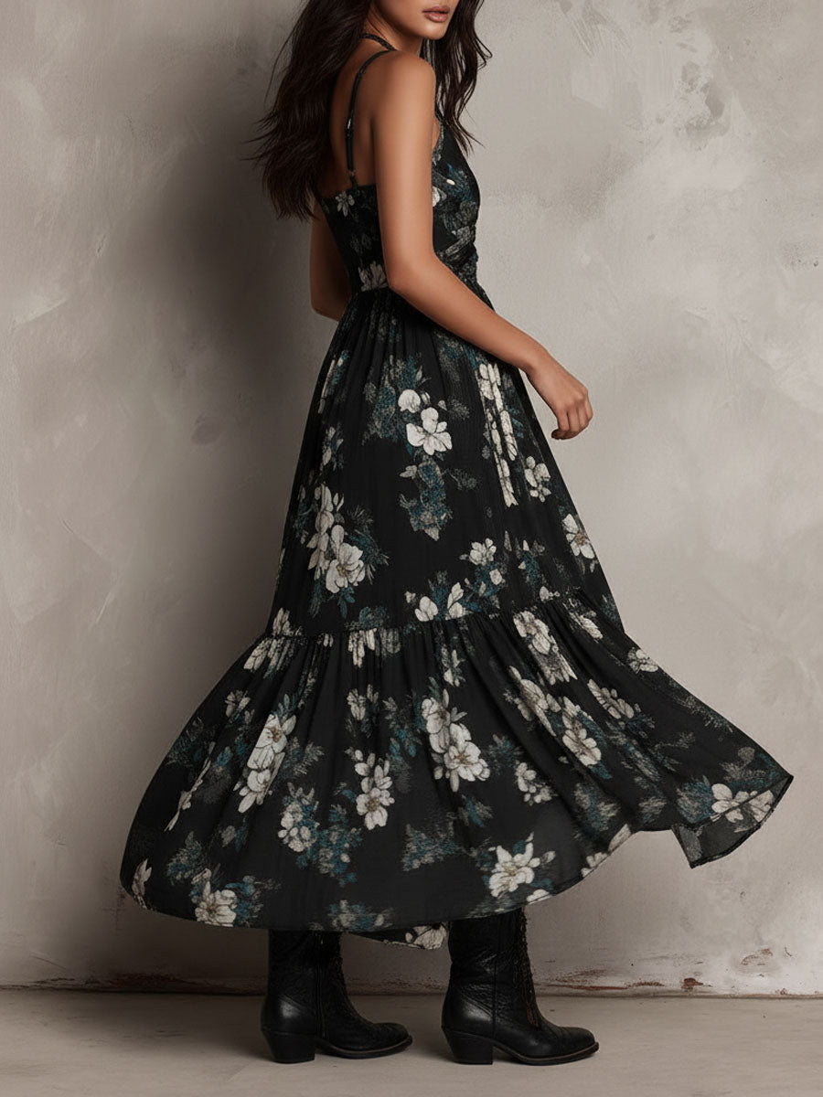 Eleonora | Robe maxi bohème sans bretelles avec imprimé floral