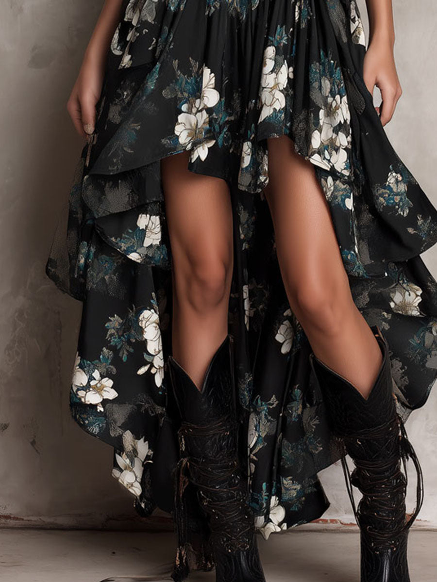 Eleonora | Robe maxi bohème sans bretelles avec imprimé floral