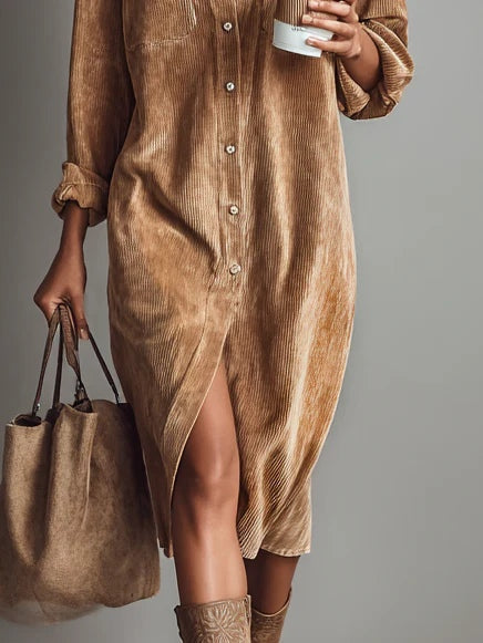 Samira | Robe Midi Casual à Boutons pour Femmes