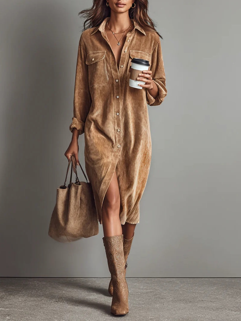 Samira | Robe Midi Casual à Boutons pour Femmes