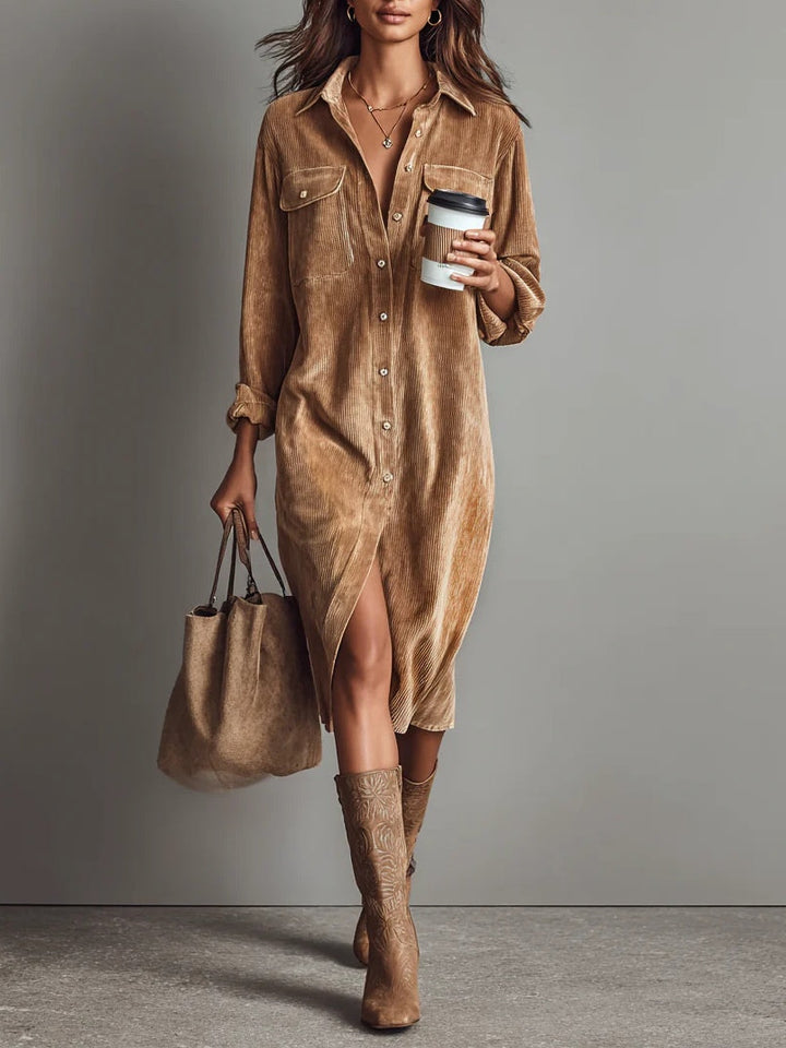 Samira | Robe Midi Casual à Boutons pour Femmes