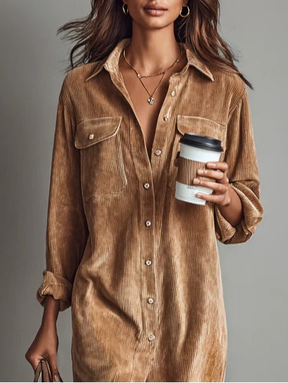 Samira | Robe Midi Casual à Boutons pour Femmes