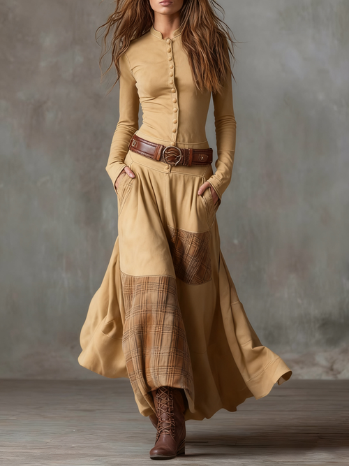 Clara | Robe maxi vintage à manches longues