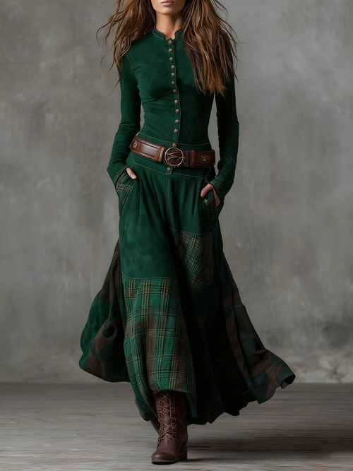 Clara | Robe maxi vintage à manches longues