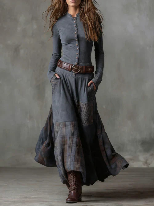 Clara | Robe maxi vintage à manches longues