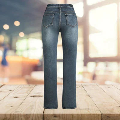 Yvonne - Pantalon en denim évasé imprimé décontracté