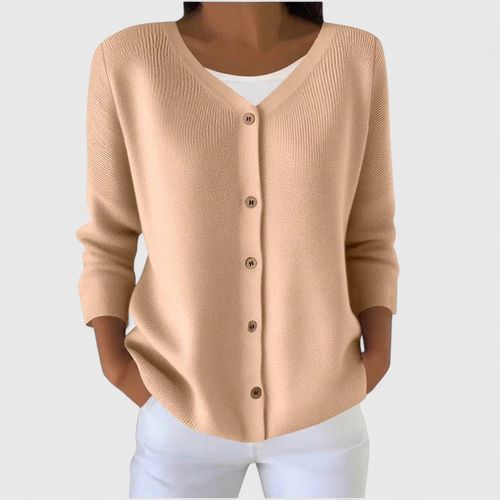 Barbara | Femme Gilet en Tricot Raffiné à Col V avec Boutons