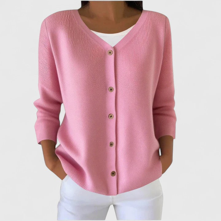Barbara | Femme Gilet en Tricot Raffiné à Col V avec Boutons
