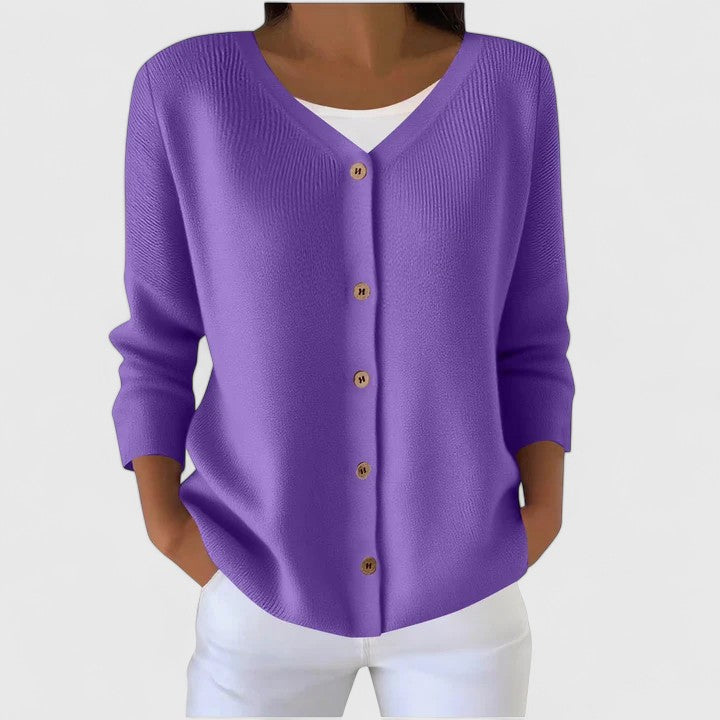 Barbara | Femme Gilet en Tricot Raffiné à Col V avec Boutons
