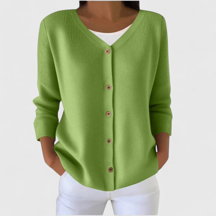 Barbara | Femme Gilet en Tricot Raffiné à Col V avec Boutons