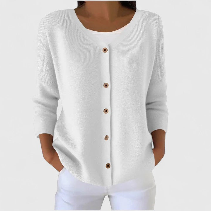 Barbara | Femme Gilet en Tricot Raffiné à Col V avec Boutons