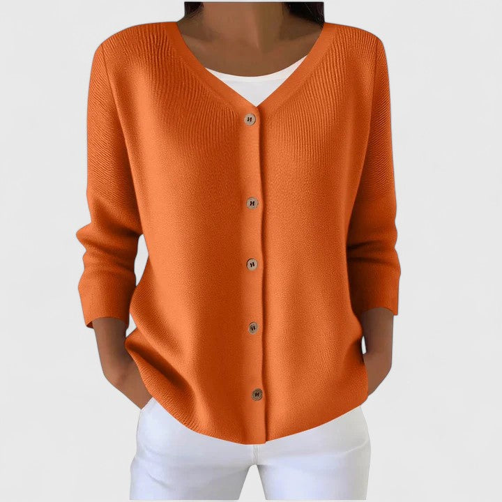 Barbara | Femme Gilet en Tricot Raffiné à Col V avec Boutons