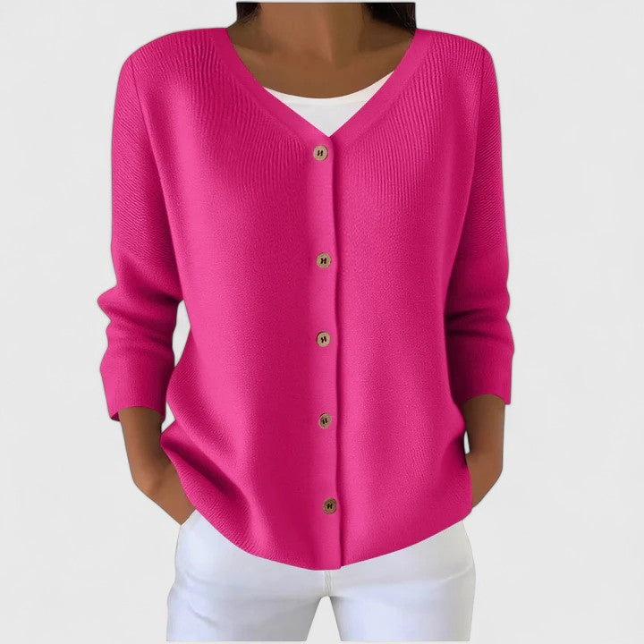 Barbara | Femme Gilet en Tricot Raffiné à Col V avec Boutons