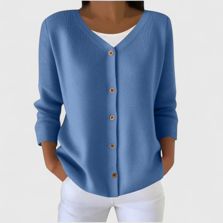 Barbara | Femme Gilet en Tricot Raffiné à Col V avec Boutons