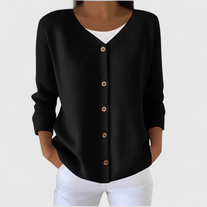 Barbara | Femme Gilet en Tricot Raffiné à Col V avec Boutons