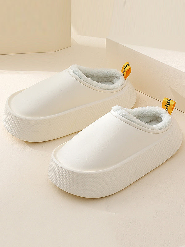 Pantoufles antidérapantes et imperméables en velours pour garder au chaud, couleur unie, pour la maison
