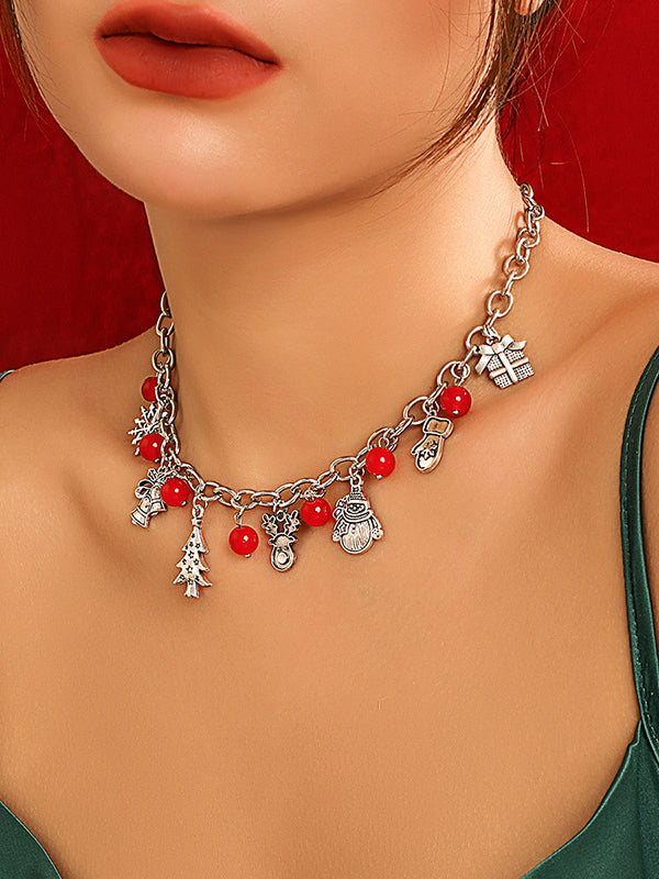 Collier géométrique à pompons