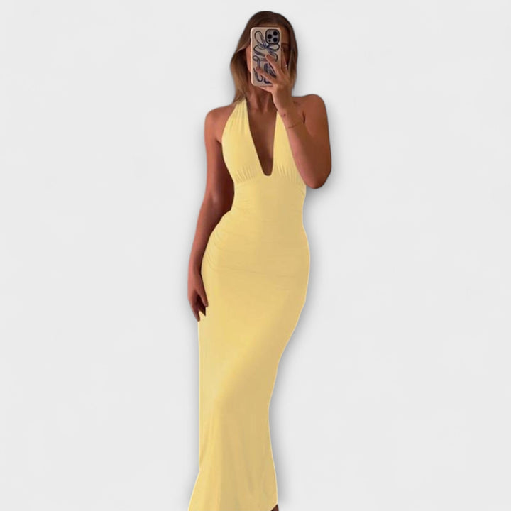 Robe de soirée élégante dos nu avec design à halter