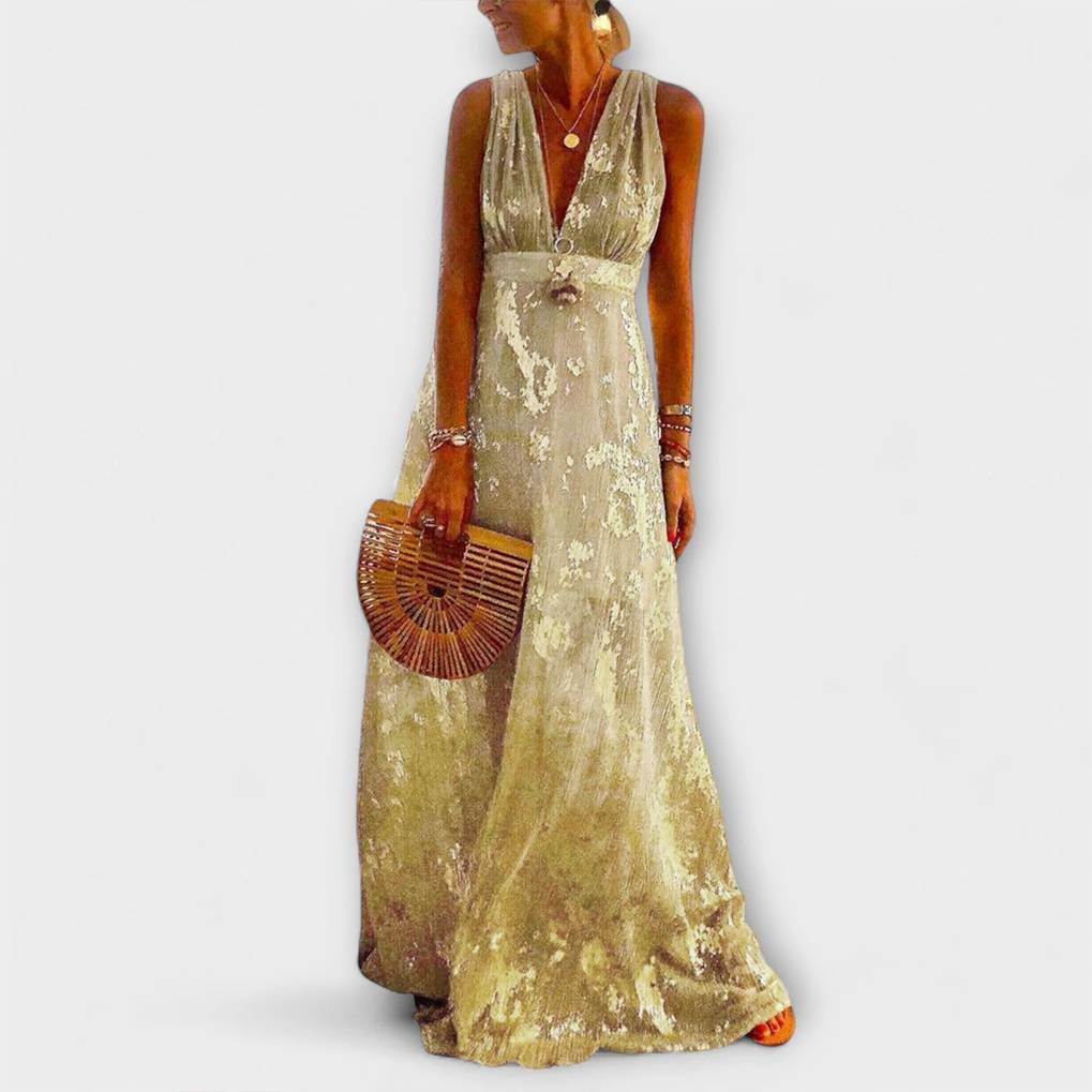 Almera – Robe maxi légère avec des reflets dorés