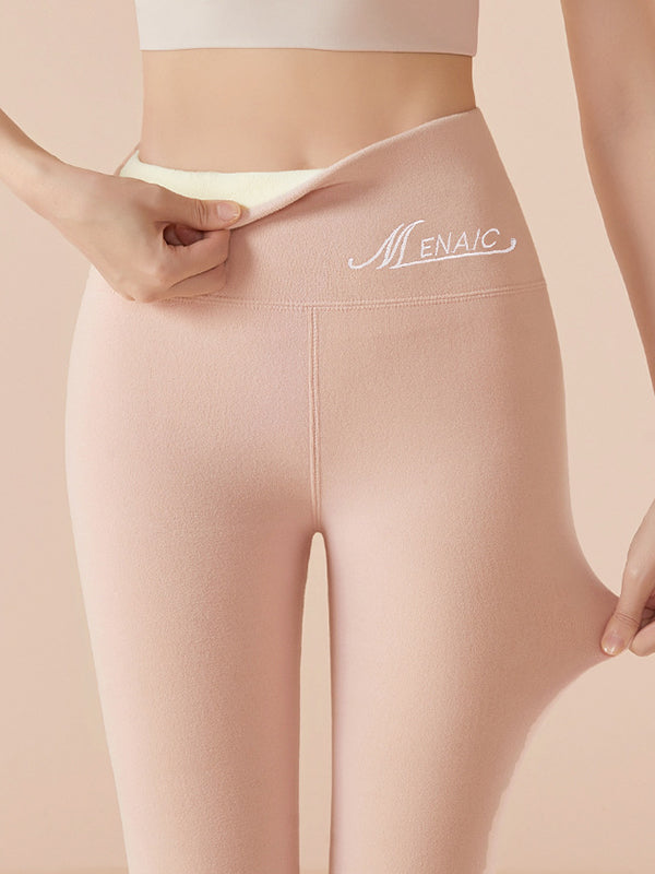 Legging décontracté à imprimé lettres, couleur unie