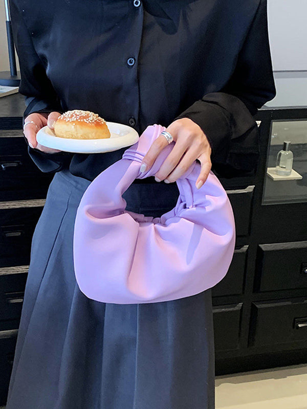 Sac à main plissé à nœud, couleur unie