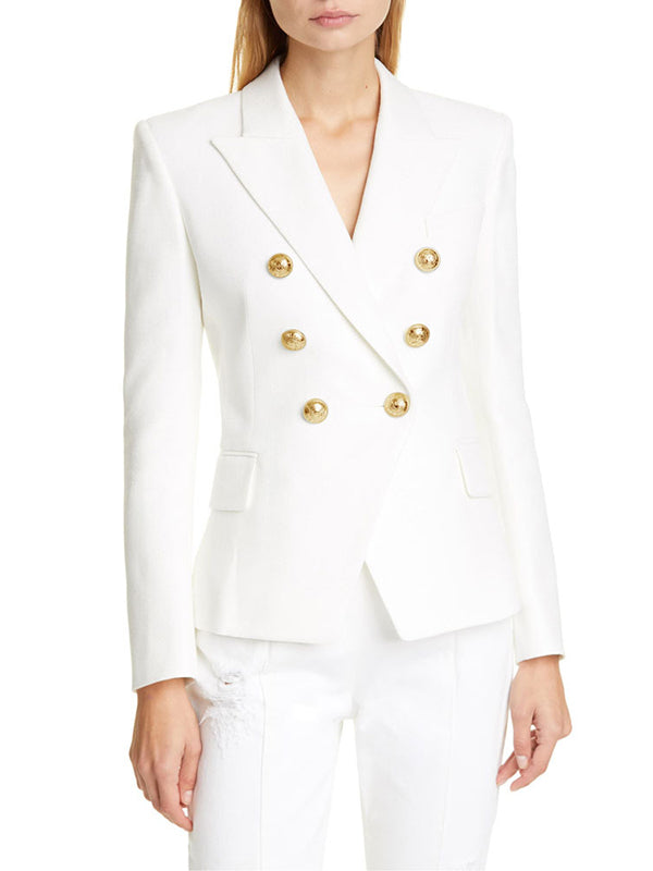 Blazer boutonné à manches longues, à col cranté