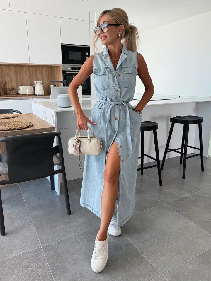 Cressida | Robe maxi en denim fluide élégante