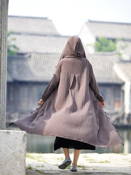 Manteau cape style ethnique, en lin