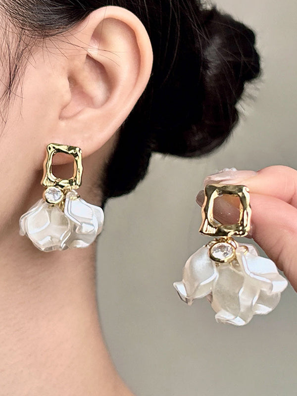 Boucles d'oreilles pendantes géométriques en forme de feuilles, à strass