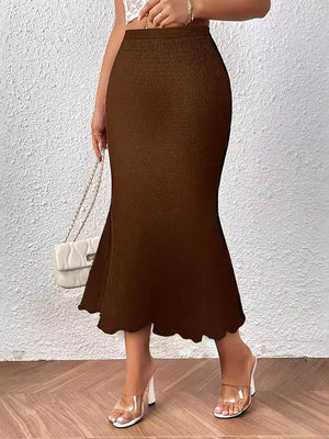 Jupe ample taille haute, à taille élastique, couleur unie