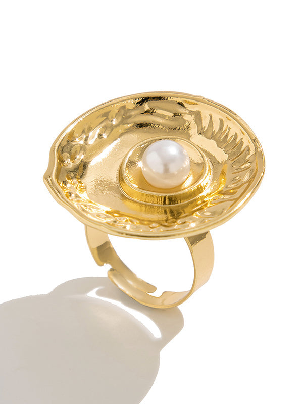 Bague géométrique plissée brillante