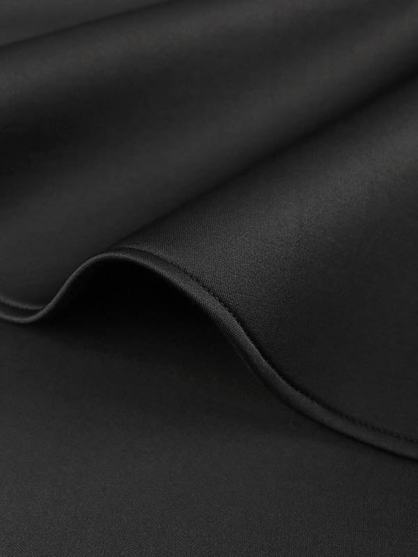Robe mi-longue moulante taille haute, à bordure volantée, à empiècements, à col rond, couleur unie