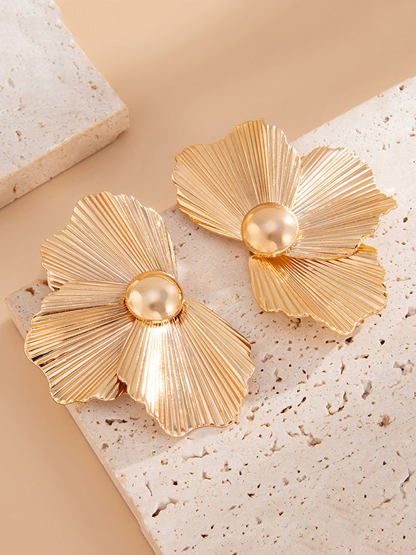 Boucles d'oreilles à coupe irrégulière, en forme de fleur