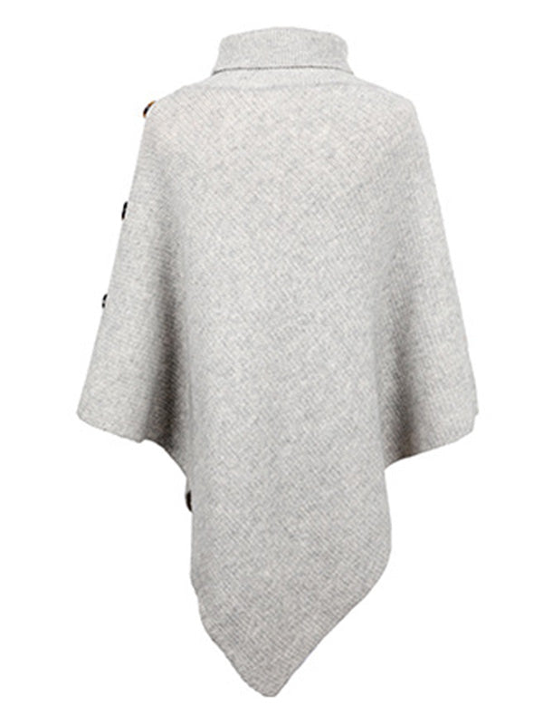 Cape pull décontractée à col haut, 7 couleurs