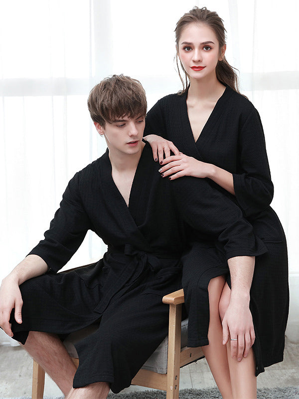 Robe de pyjama fine à bandage solide et confortable