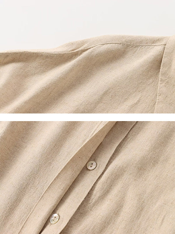 Ensemble deux pièces ample fendu sur le côté plissé à empiècements, à col revers, à taille élastique, couleur unie – chemisier + pantalon