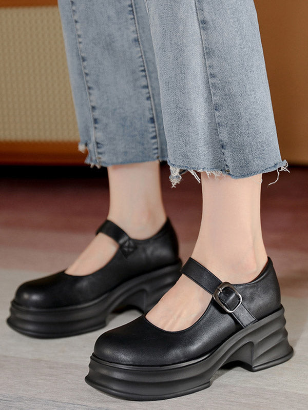 Chaussures à plateforme Mary Janes avec boucle de ceinture